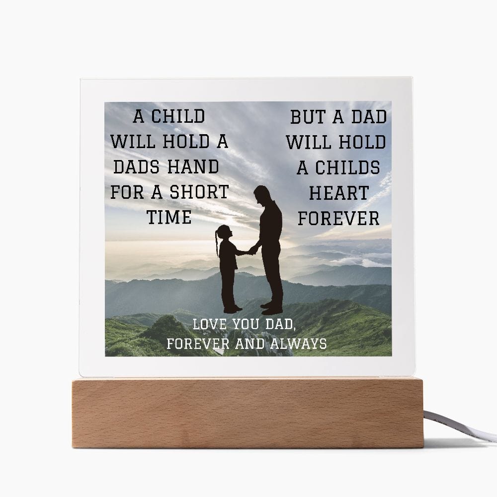 Gift For Dad | From Daughter, Holding Hands, Fathers Day, Birthday, Acrylic Plaque With LED Option