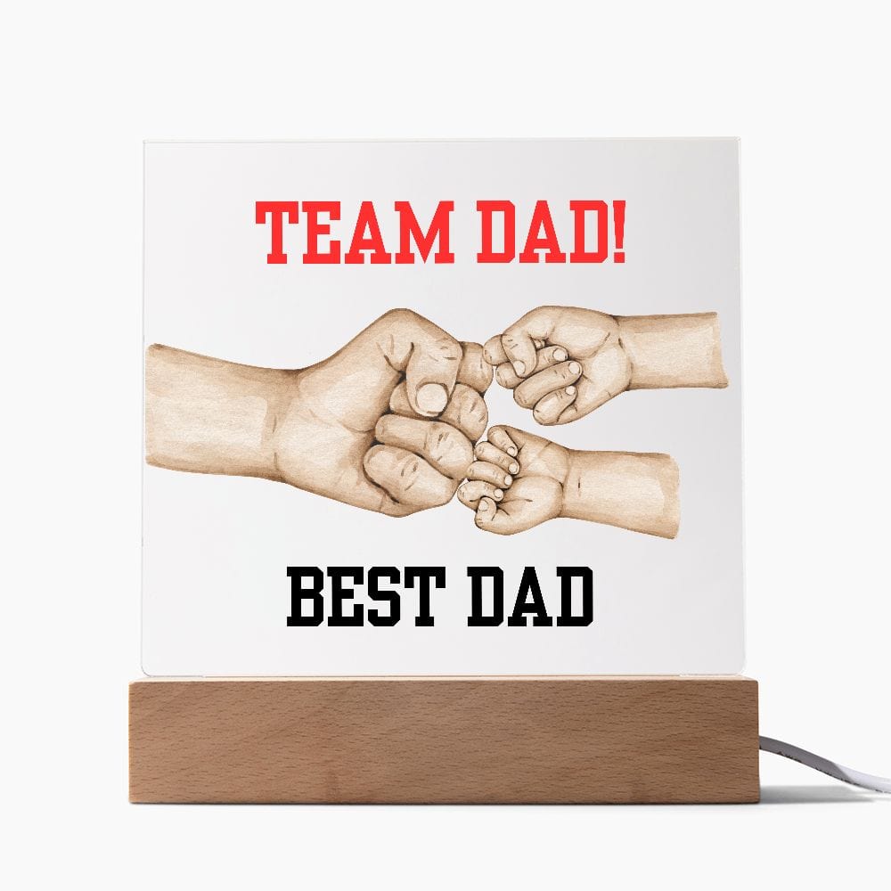 Dad Gift | Team Dad, Best Dad, Family Fist Bump, Acrylic Plaque With Coloring Changing Option, Fathers Day, Birthday