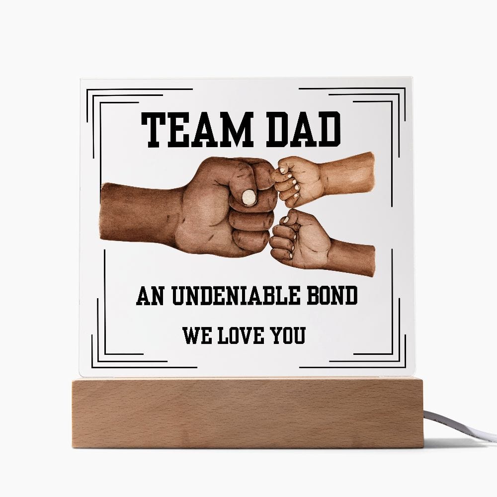 Gift For Dad | Fist Bump, Father and Children, Team Dad Bond, Acrylic Plaque With LED Light Option Fathers Day, Birthday