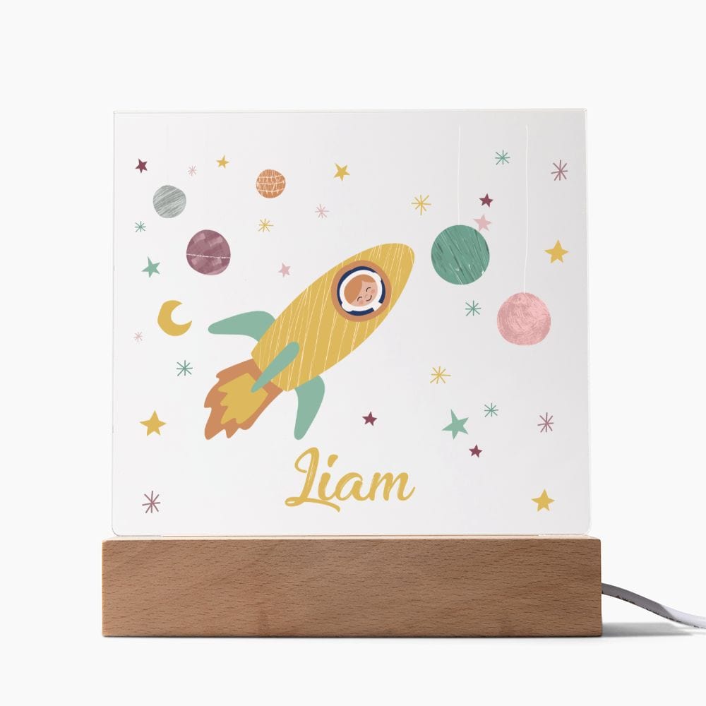 Night Lights | Rocket Ship Custom Name Acrylics With Color Changing Light Up Option, Kids Room, Nursery, Baby Shower Gift, Birthday