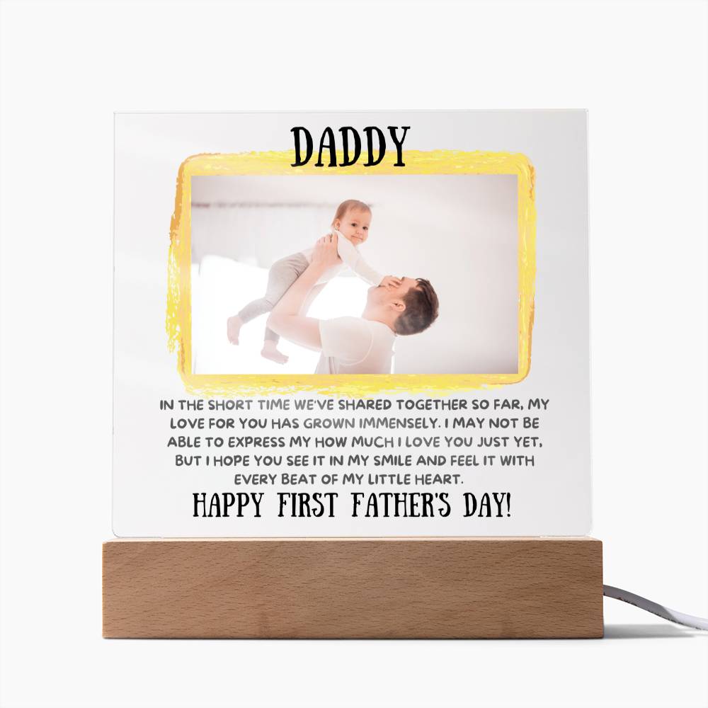Gift For Dad | Your Custom Photo, Daddy's First Fathers Day, Acrylic With LED Option
