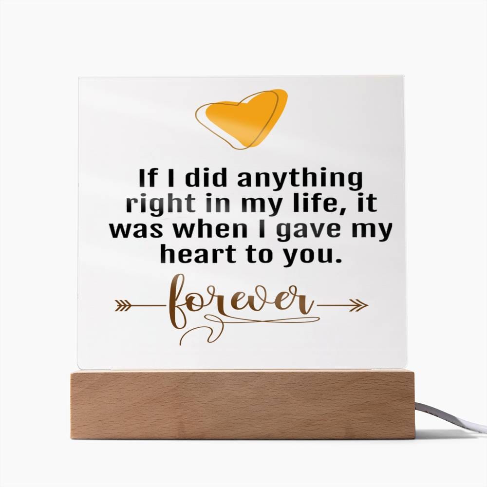 To My Partner Gift | Forever Love, To Boyfriend, Girlfriend,Fiance, Husband, Wife, Light Up Acrylic Option, Birthday, Anniversary