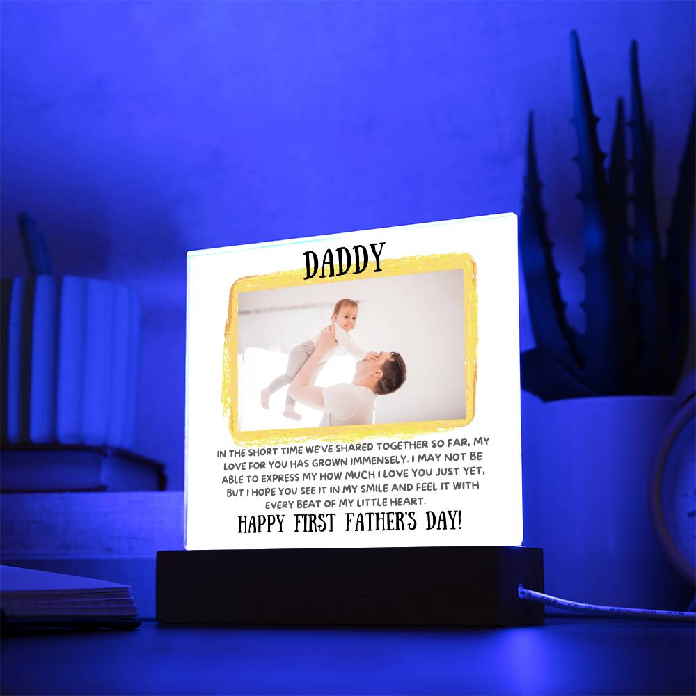 Gift For Dad | Your Custom Photo, Daddy's First Fathers Day, Acrylic With LED Option