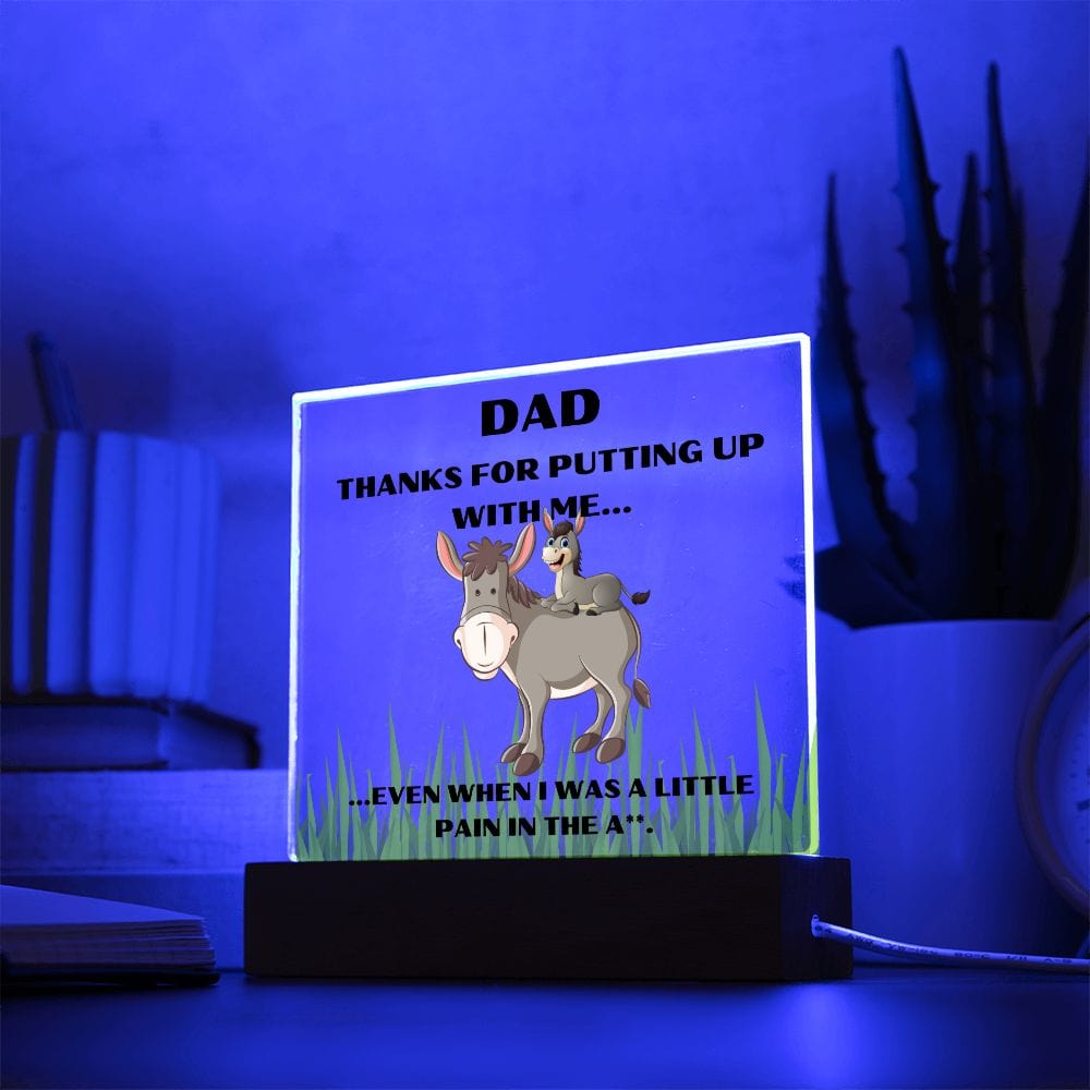 Gift For Dad | Humor, Funny, Acrylic Plaque With Color Changing Light Up Option, Fathers Day, Birthday