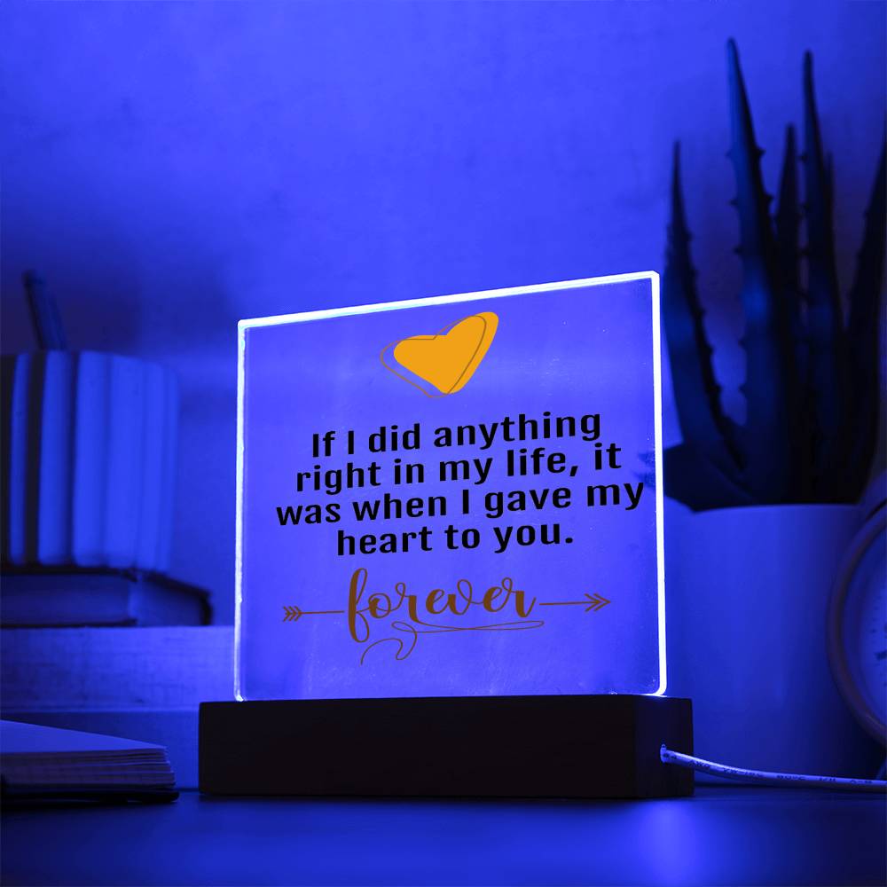 To My Partner Gift | Forever Love, To Boyfriend, Girlfriend,Fiance, Husband, Wife, Light Up Acrylic Option, Birthday, Anniversary