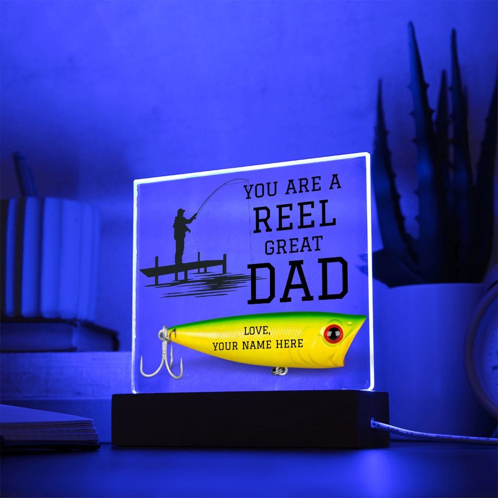 Dad Gift | Fisherman, Personalized, Fishing, Reel Dad, Acrylic Plaque, Light Up Color Changing Option, Fathers Day, Birthday
