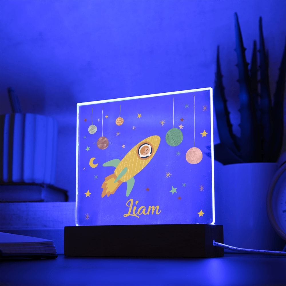 Night Lights | Rocket Ship Custom Name Acrylics With Color Changing Light Up Option, Kids Room, Nursery, Baby Shower Gift, Birthday