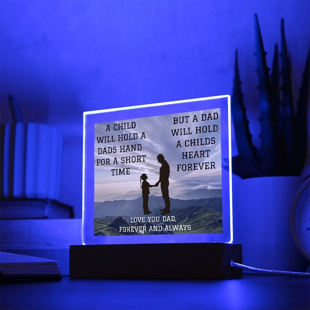 Gift For Dad | From Daughter, Holding Hands, Fathers Day, Birthday, Acrylic Plaque With LED Option