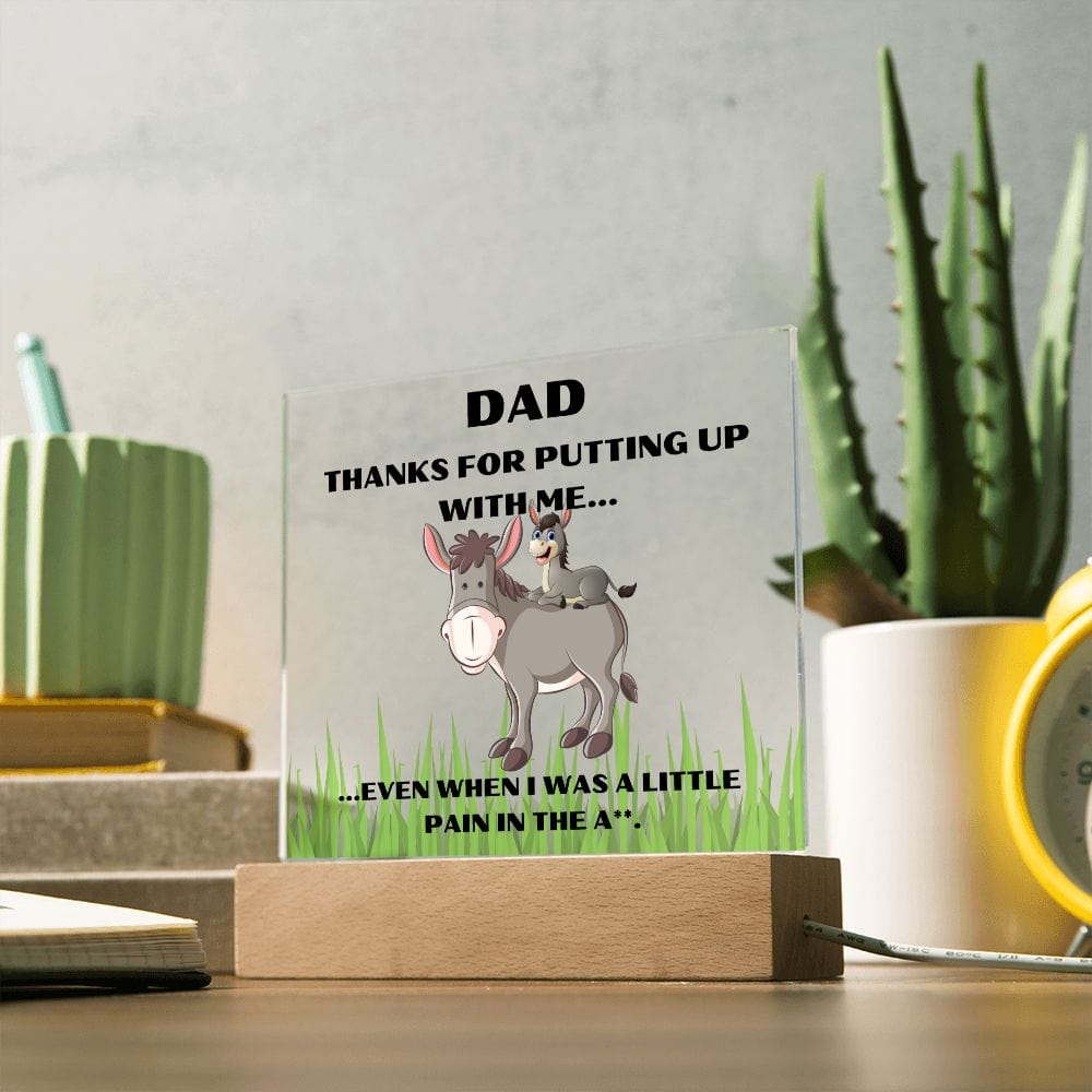 Gift For Dad | Humor, Funny, Acrylic Plaque With Color Changing Light Up Option, Fathers Day, Birthday