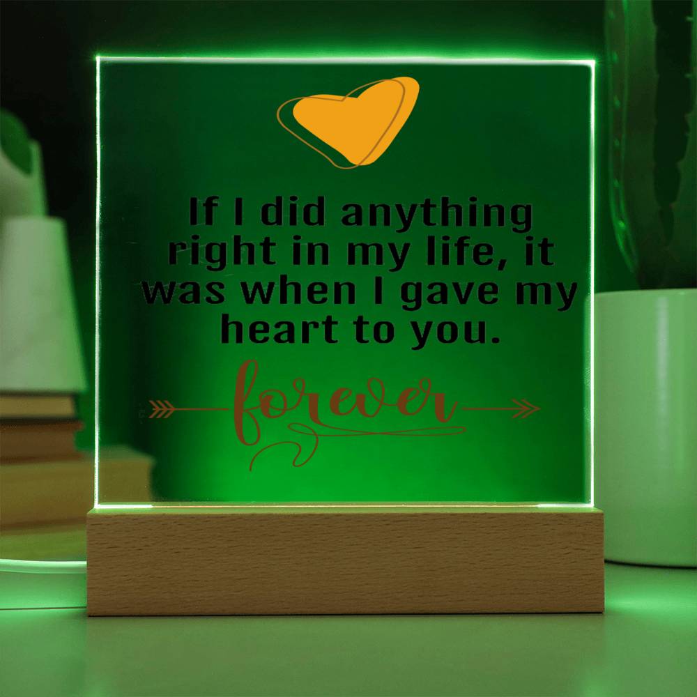 To My Partner Gift | Forever Love, To Boyfriend, Girlfriend,Fiance, Husband, Wife, Light Up Acrylic Option, Birthday, Anniversary