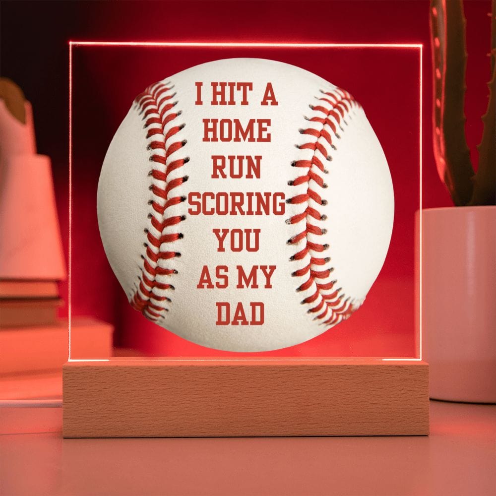 Gift For Dad | Baseball Acrylic Plaque, Home Run, Fathers Day, LED Option, Birthday