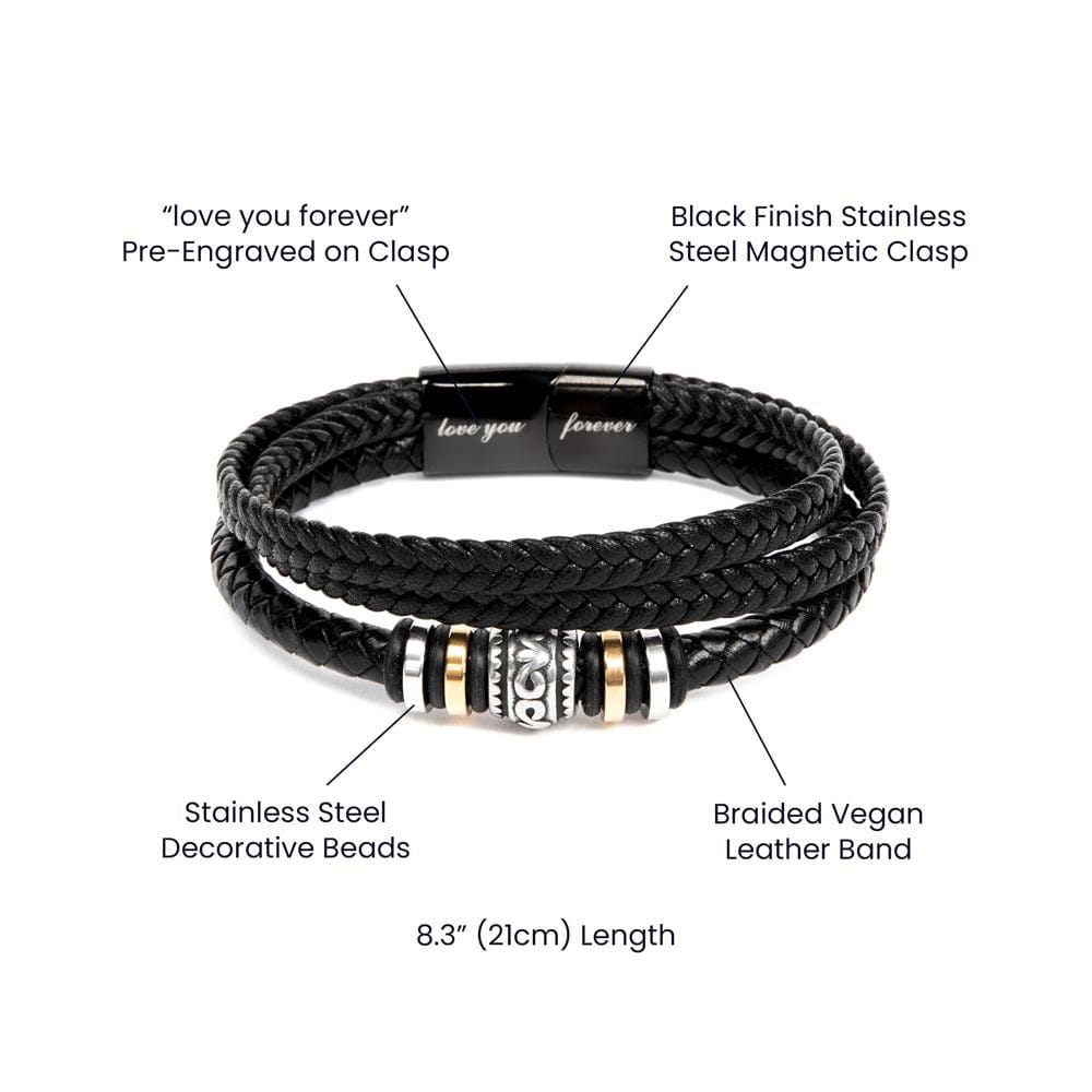 Son In Law Gift | From Mother In Law or Father In Law, Silver Beaded Vegan Leather, Bracelet, Wedding gift, Birthday Gift, Future Son-In-Law