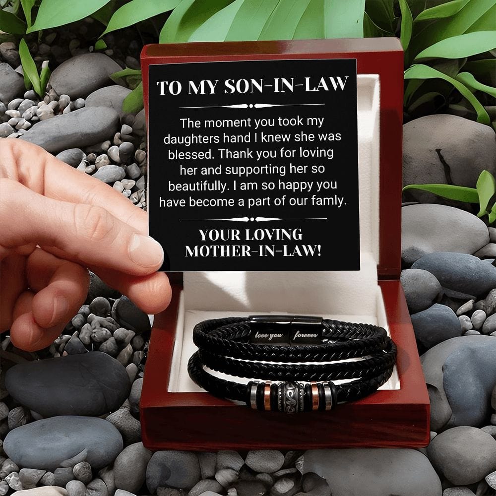 Son In Law Gift | From Mother In Law or Father In Law, Silver Beaded Vegan Leather, Bracelet, Wedding gift, Birthday Gift, Future Son-In-Law