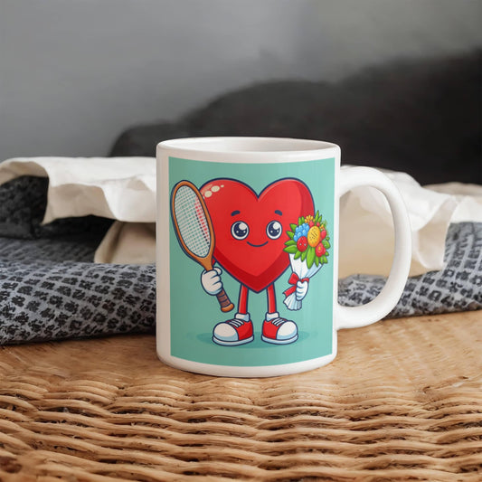 Pickle Ball Tennis  Drink - funny, fun , Be Mine heart, coffee, tea, valentines gift