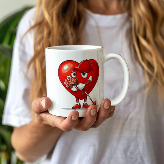 Golfer Drink  Mug - funny, fun , Be Mine heart, golf, coffee, tea, valentines gift