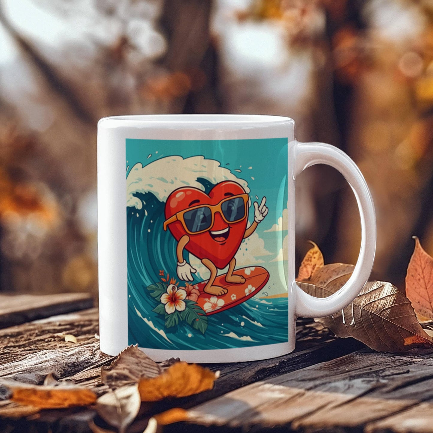 Surfer Drink Mug - funny, fun , Be Mine heart, Surf, Beach, Waves, coffee, tea, valentines gift