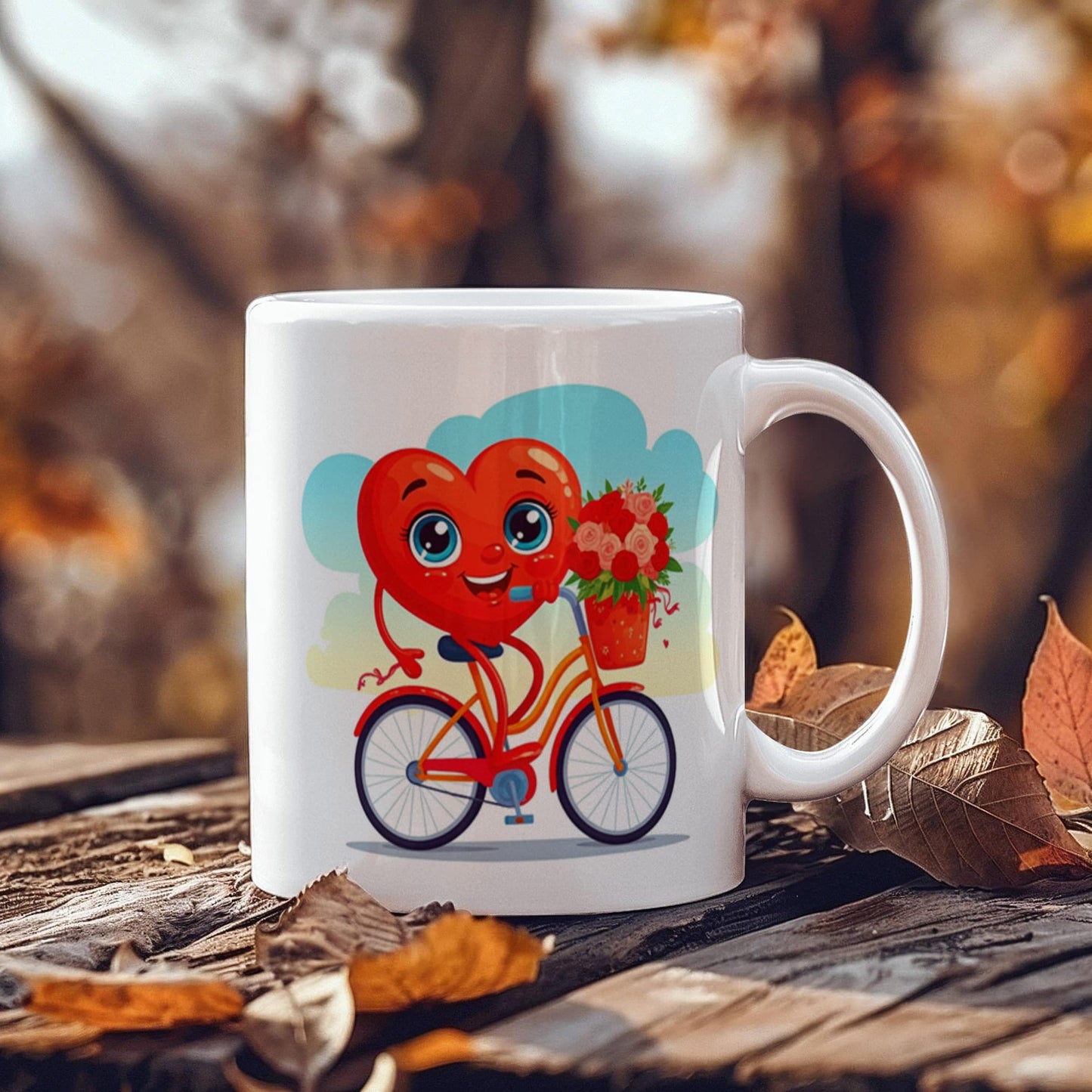 Bicyclist Drink Mug - funny, fun , Be Mine heart biker, coffee, tea, valentines gift