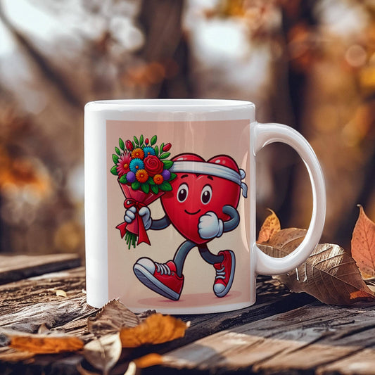 Jogger Drink Mug - funny, fun , Be Mine heart, coffee, tea, valentines gift