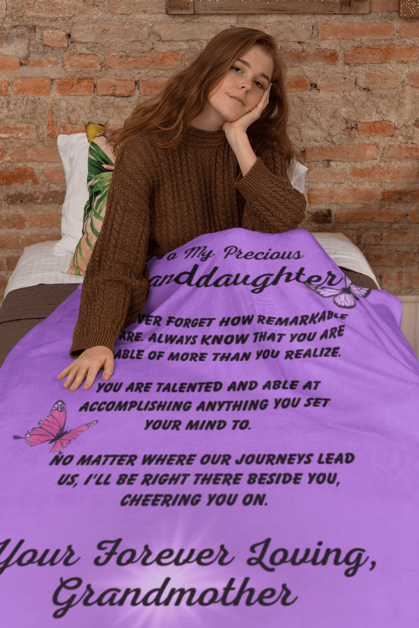 Granddaugter Gift | Velveteen Minky Blanket, Throw From Grandmother, Grandma, Birthday, Just Because