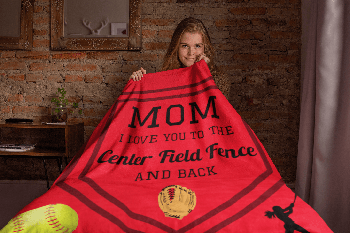Blanket Gift For Mom | Cozy Red Velveteen Minky Throw, Softball Mom, Sports Mom, Birthday, Just Because
