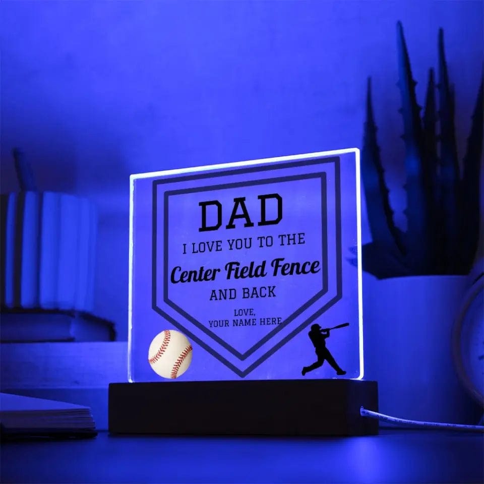 Gift For Dad | Baseball Dad, Sports Fan,  Personalized, Acrylic Plaque, LED Coloring Changing Lights Optional, Fathers Day, Birthday