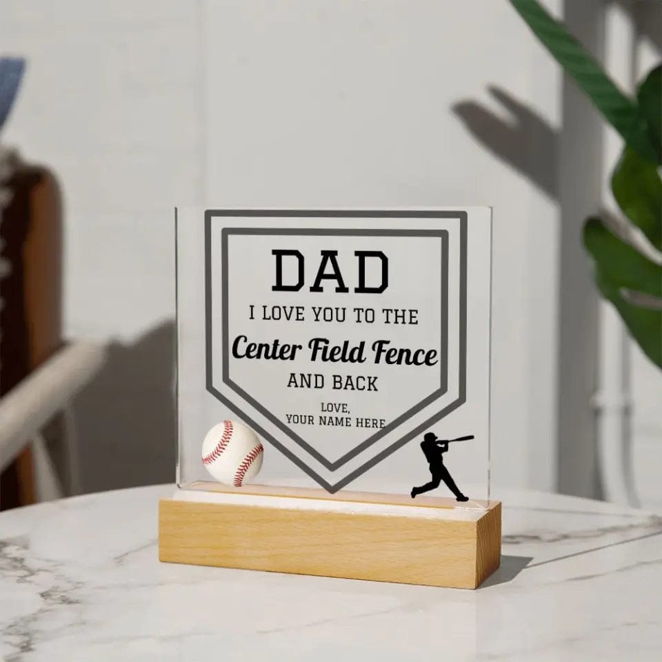 Gift For Dad | Baseball Dad, Sports Fan,  Personalized, Acrylic Plaque, LED Coloring Changing Lights Optional, Fathers Day, Birthday