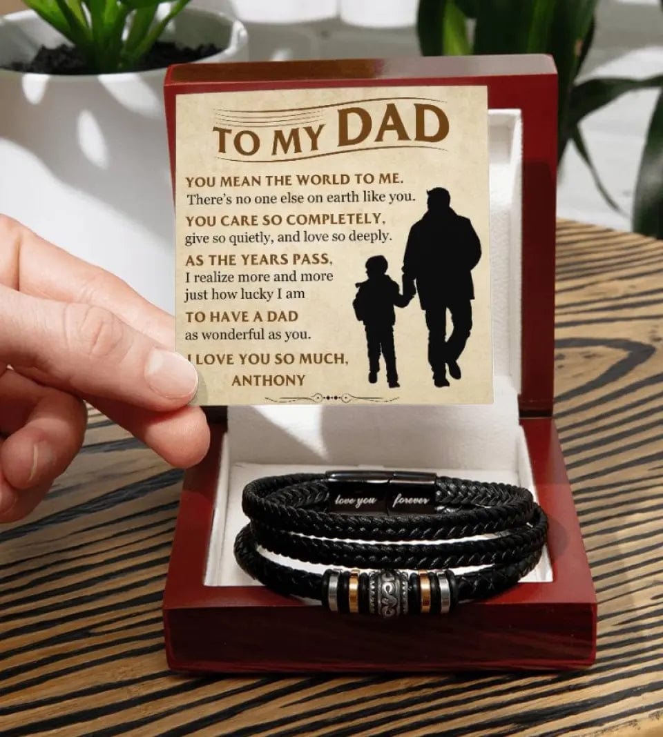 Gift For Dad | The Best Dad Ever, Personalized With Your Signature, Vegan Leather Bracelets, Fathers Day, Birthday