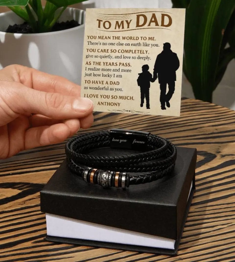 Gift For Dad | The Best Dad Ever, Personalized With Your Signature, Vegan Leather Bracelets, Fathers Day, Birthday