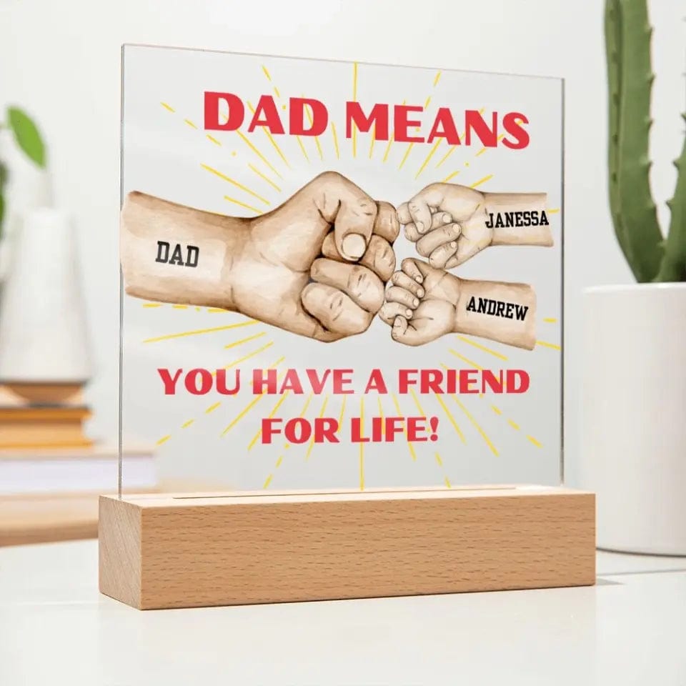 Dad Gift | Dad and Kids Fist Bump, Personalized, Acrylic, Fathers Day, Birthday