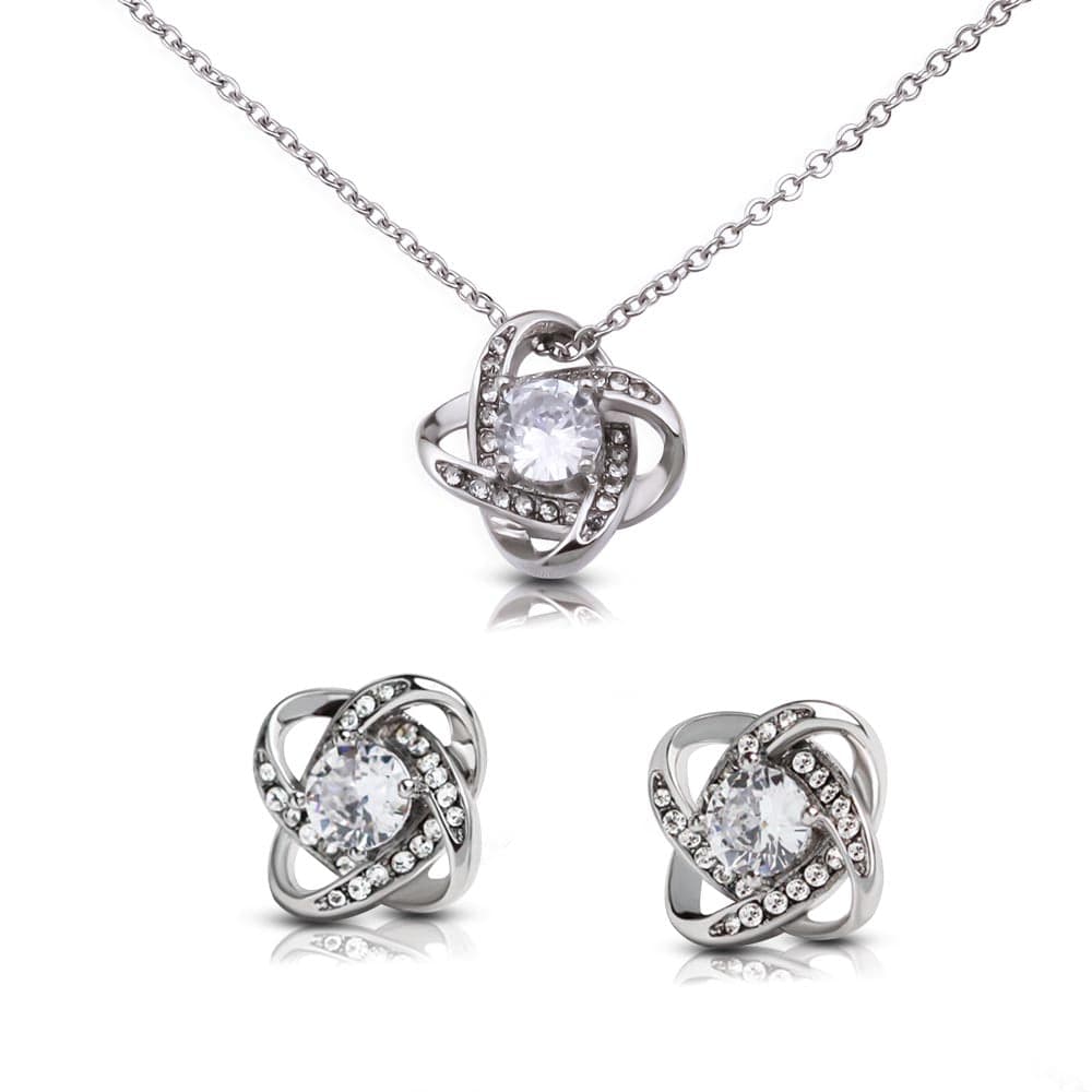 To Mom - I Am Forever Grateful Love Knot Necklace and Earring Set