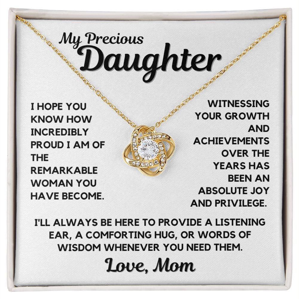 To Daughter | Precious Necklace Gift To Daughter From Mom, Love Knot, Birthday, Graduation