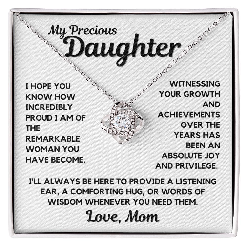 To Daughter | Precious Necklace Gift To Daughter From Mom, Love Knot, Birthday, Graduation