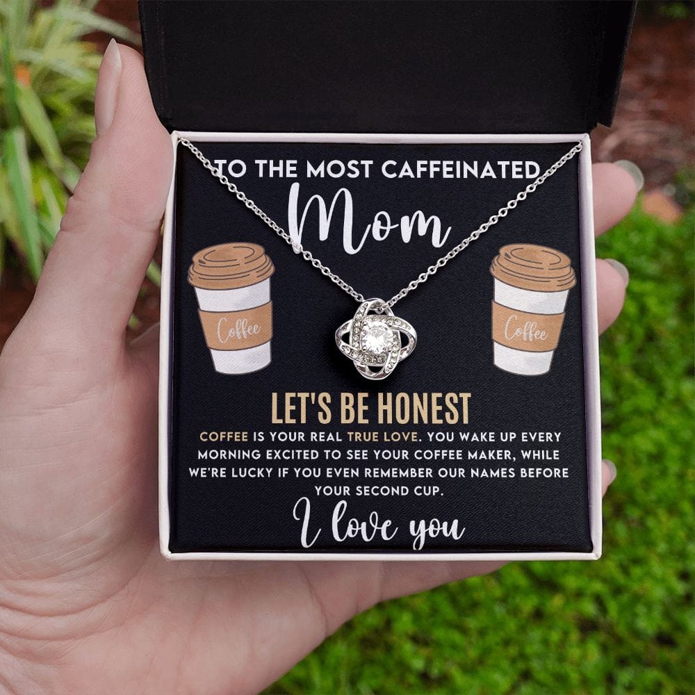 Gift To Mom | Love With A Little Humor, Coffee Loving Mom Necklace, From Daughter, Son, Birthday, Mothers Day