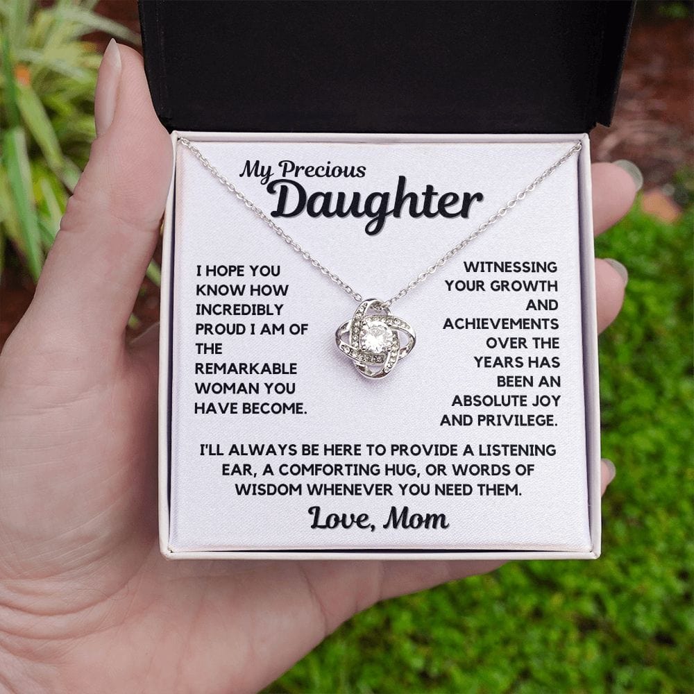 To Daughter | Precious Necklace Gift To Daughter From Mom, Love Knot, Birthday, Graduation