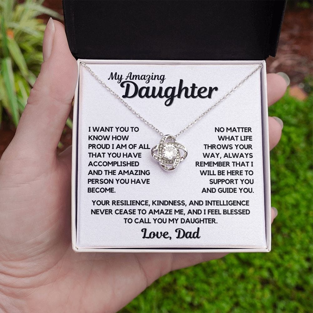 To Daughter | Amazing Necklace Gift To Daughter From Dad, Love Knot, Birthday, Graduation