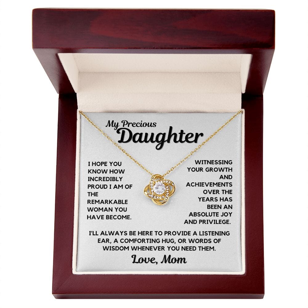 To Daughter | Precious Necklace Gift To Daughter From Mom, Love Knot, Birthday, Graduation