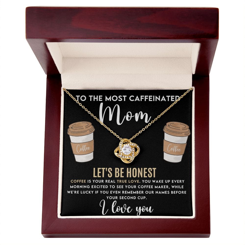 Gift To Mom | Love With A Little Humor, Coffee Loving Mom Necklace, From Daughter, Son, Birthday, Mothers Day