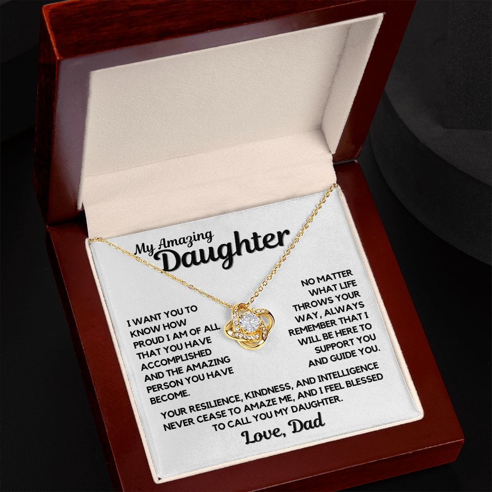 To Daughter | Amazing Necklace Gift To Daughter From Dad, Love Knot, Birthday, Graduation