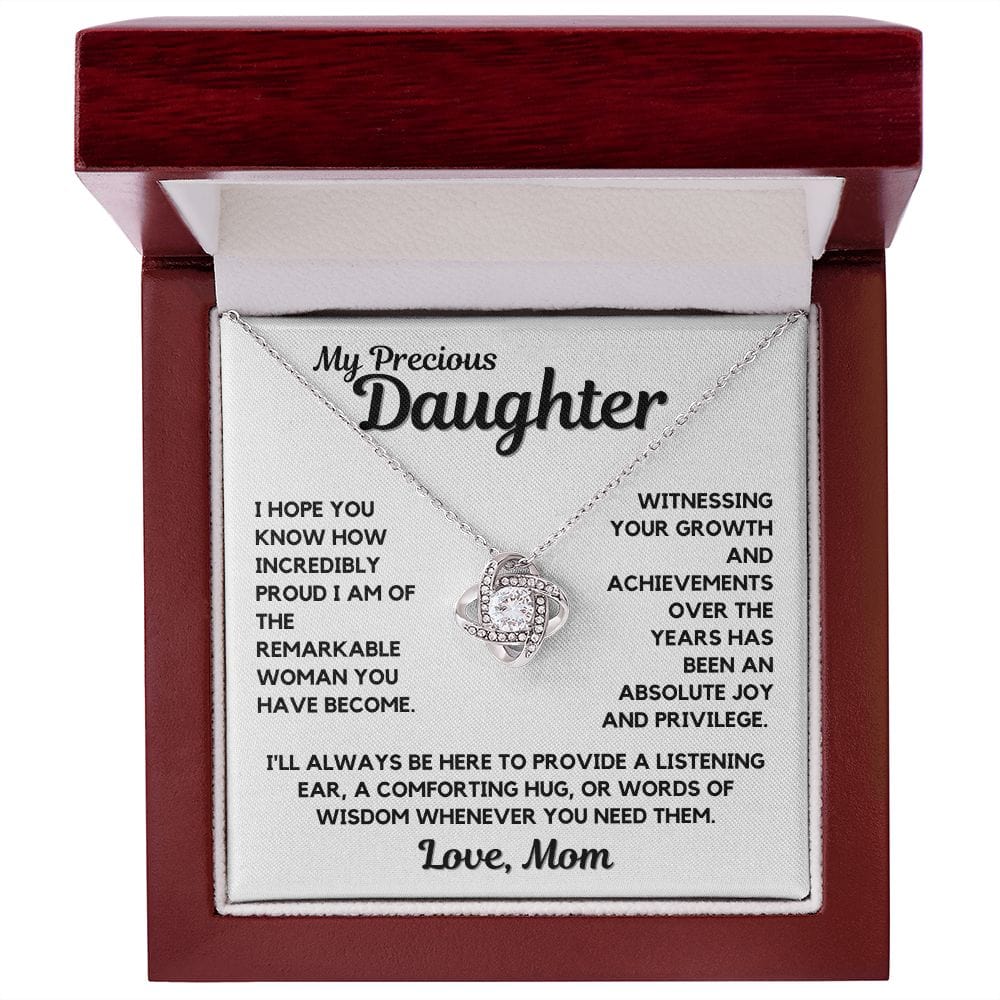To Daughter | Precious Necklace Gift To Daughter From Mom, Love Knot, Birthday, Graduation