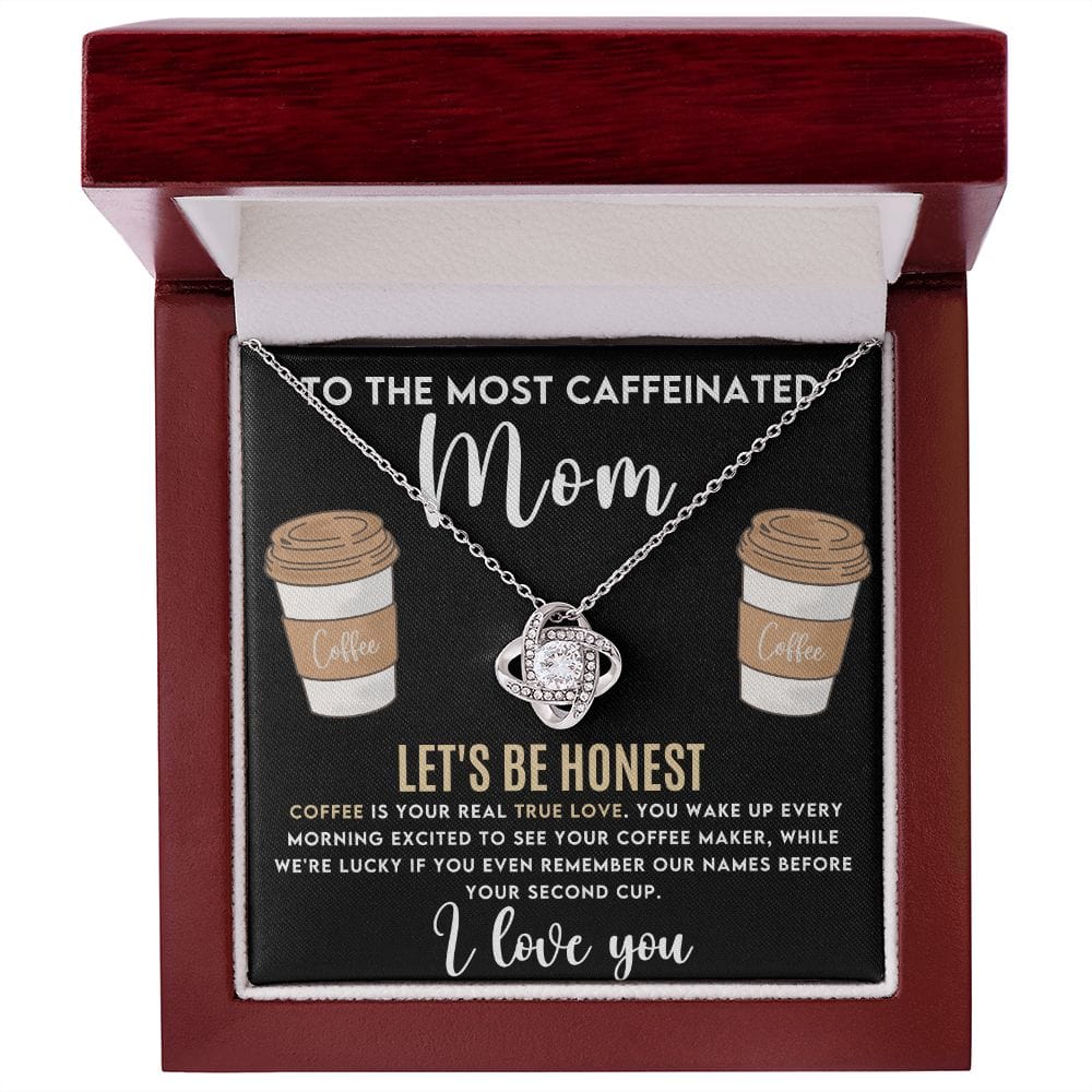 Gift To Mom | Love With A Little Humor, Coffee Loving Mom Necklace, From Daughter, Son, Birthday, Mothers Day