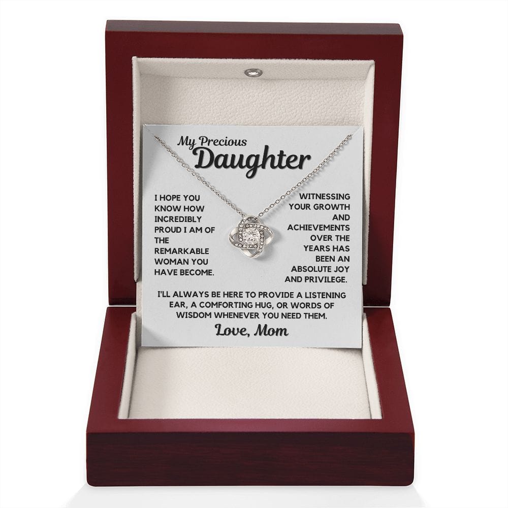 To Daughter | Precious Necklace Gift To Daughter From Mom, Love Knot, Birthday, Graduation