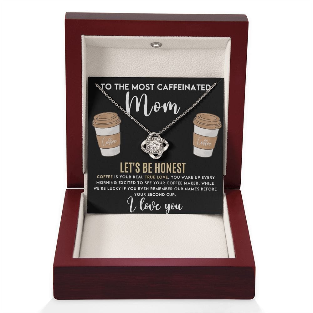 Gift To Mom | Love With A Little Humor, Coffee Loving Mom Necklace, From Daughter, Son, Birthday, Mothers Day