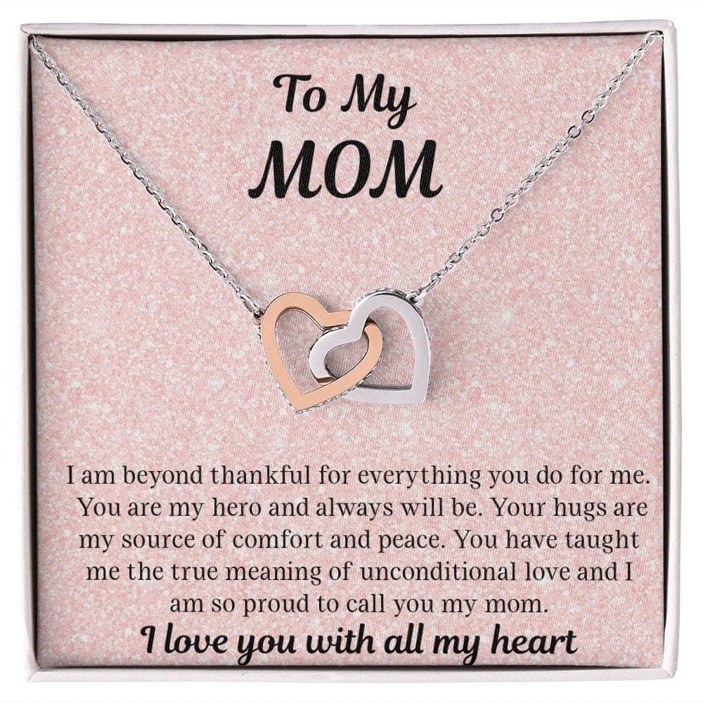Gift For Mom | Necklace Gift From Daughter, From Son, To Mom for Birthday, Mothers Day, Thank you, Because I love You, Interlocking Hearts