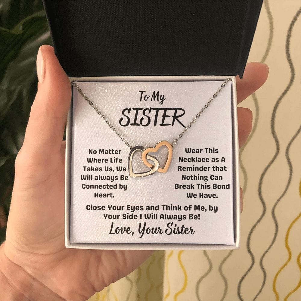 Sister Gift | Inter Locking Heart Necklace From Sister, Sisterly love, Birthday,Graduation