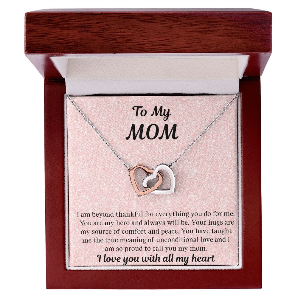 Gift For Mom | Necklace Gift From Daughter, From Son, To Mom for Birthday, Mothers Day, Thank you, Because I love You, Interlocking Hearts
