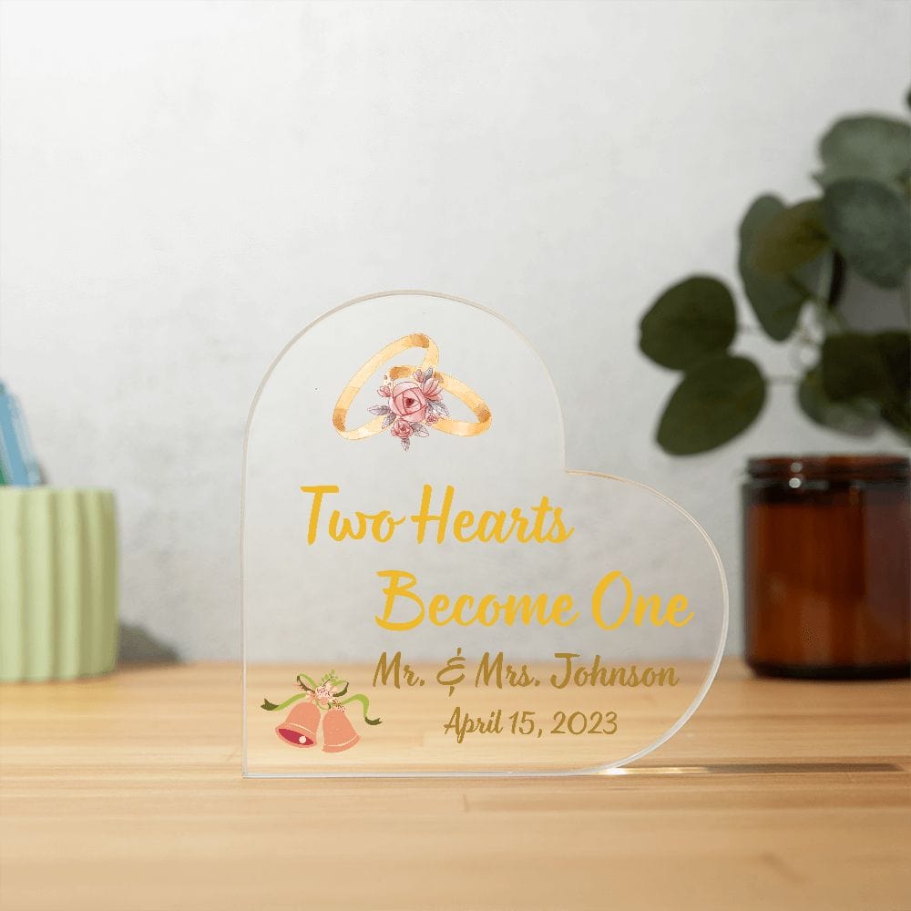 Wedding Gift | Customized Name and Date Acrylic Heart To The Bride and Groom, Mr. & Mrs. Wedding Day Celebration