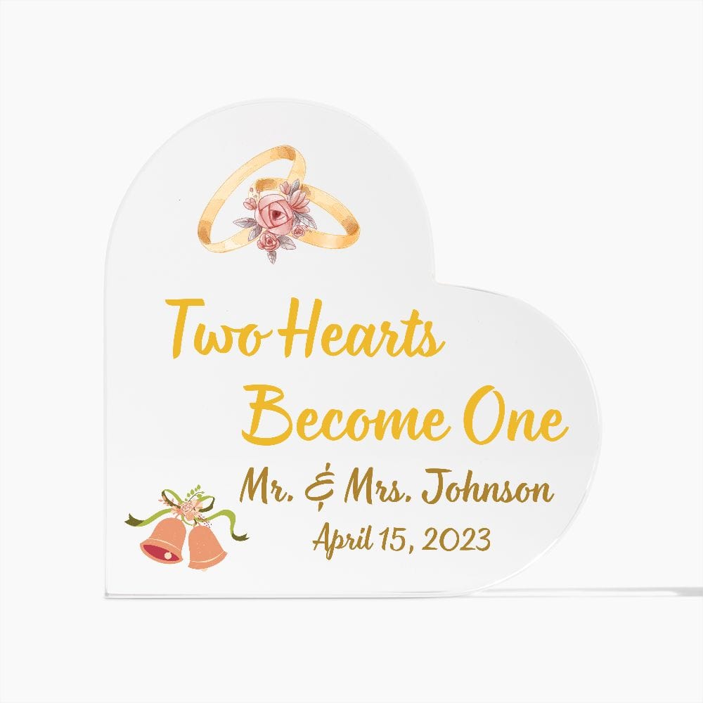 Wedding Gift | Customized Name and Date Acrylic Heart To The Bride and Groom, Mr. & Mrs. Wedding Day Celebration
