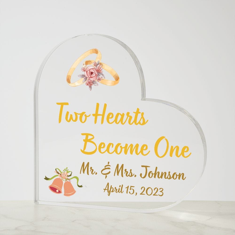 Wedding Gift | Customized Name and Date Acrylic Heart To The Bride and Groom, Mr. & Mrs. Wedding Day Celebration