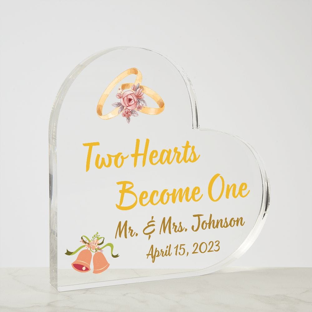 Wedding Gift | Customized Name and Date Acrylic Heart To The Bride and Groom, Mr. & Mrs. Wedding Day Celebration