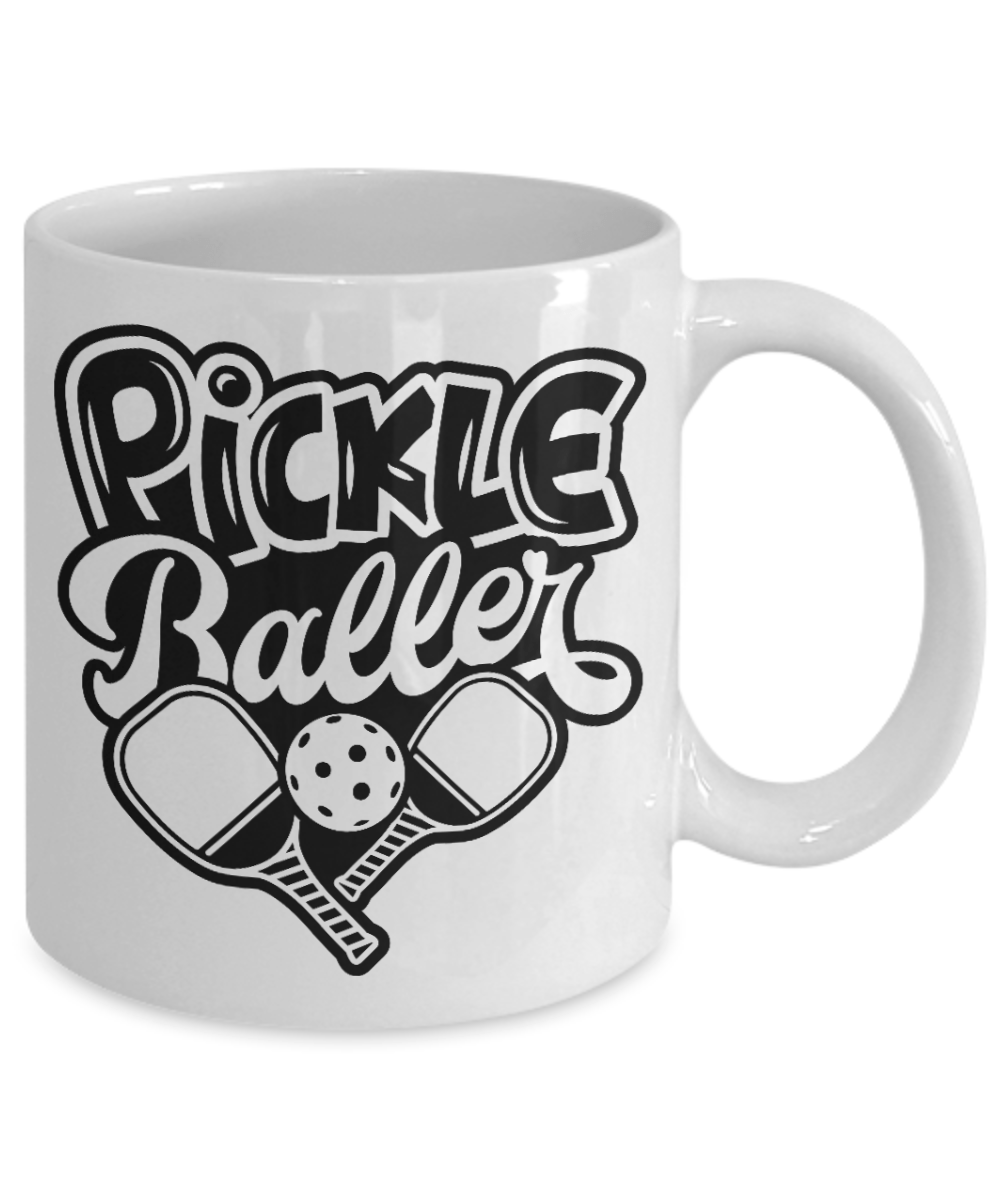 Pickle Ball | Baller, Coffee Tea Mug Cup, Player, Paddle, Pickle Ball Fan Mom Dad Gift